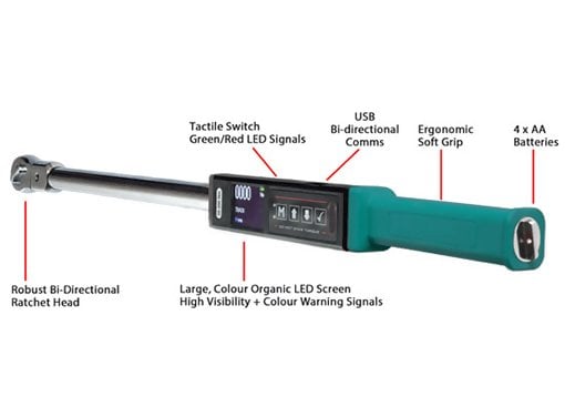 Checkline ETW-SPA Llave dinamométrica digital con medición de ángulo, memoria y salida de datos